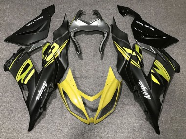 13-18 Glänzendes Schwarz & Gelb Kawasaki ZX6R Motorrad Verkleidungen