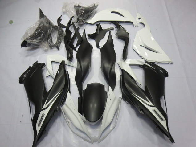 13-18 Matt Schwarz-Weiß Kawasaki ZX6R Motorrad Verkleidungen 13-18 Matt Schwarz-Weiß Kawasaki ZX6R Motorrad Verkleidungen