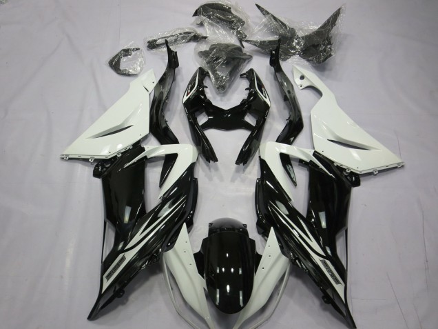 13-18 Schlichte Glänzend Schwarz Weiß Kawasaki ZX6R Motorrad Verkleidungen 13-18 Schlichte Glänzend Schwarz Weiß Kawasaki ZX6R Motorrad Verkleidungen