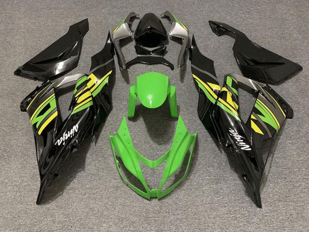 13-18 Schwarz Glänzend & Grünes Rennen Kawasaki ZX6R Motorrad Verkleidungen 13-18 Schwarz Glänzend & Grünes Rennen Kawasaki ZX6R Motorrad Verkleidungen
