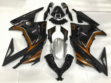 13-18 Schwarz Glänzend & Orange Kawasaki Ninja 300 Motorrad Verkleidungen