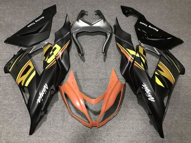 13-18 Schwarz Glänzend & Orange Kawasaki ZX6R Motorrad Verkleidungen