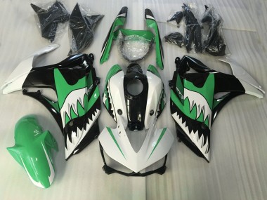15-18 Grüner & Weißer Hai Yamaha R3 Motorrad Verkleidungen