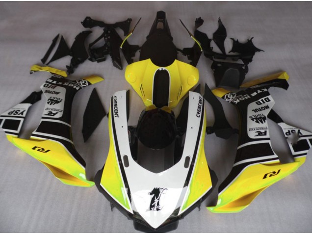 15-19 Glänzend Gelb & Weiß Yamaha R1 Motorrad Verkleidungen