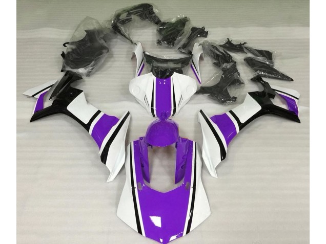 15-19 Glänzend Weiß Lila & Schwarz Yamaha R1 Motorrad Verkleidungen