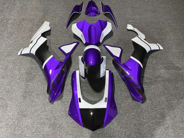 15-19 Lila & Kohlefaser Akzente Yamaha R1 Motorrad Verkleidungen