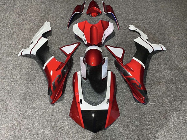 15-19 Rot & Carbonfaser-Akzente Yamaha R1 Motorrad Verkleidungen