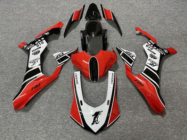 15-19 Rot Glänzend & Weiß Yamaha R1 Motorrad Verkleidungen