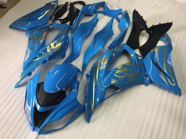 16-19 Glänzend Blau Mit Gold Kawasaki ZX10R Motorrad Verkleidungen
