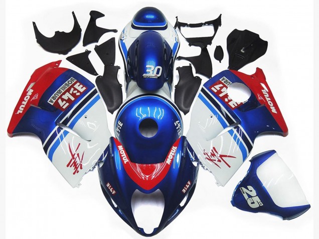 97-07 Blaues & Weißes Custom-Logo Motul Suzuki GSXR 1300 Motorrad Verkleidungen 97-07 Blaues & Weißes Custom-Logo Motul Suzuki GSXR 1300 Motorrad Verkleidungen